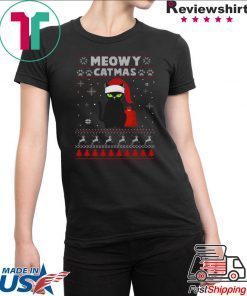 Meowy Christmas Ugly Sweater Crewneck Christmas T-Shirt