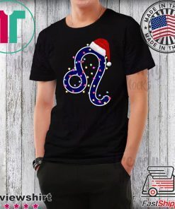 Nice Leo Zodiac Sign In Christmas Lights And Santa’s Hat T-Shirt