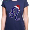 Nice Leo Zodiac Sign In Christmas Lights And Santa’s Hat T-Shirt