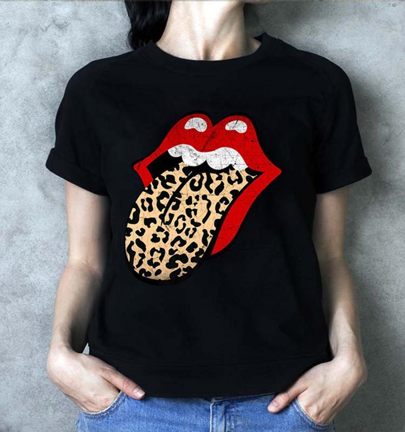 lips with leopard tongue shirt