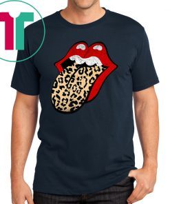 Red lips leopard tongue the rolling stones shirt