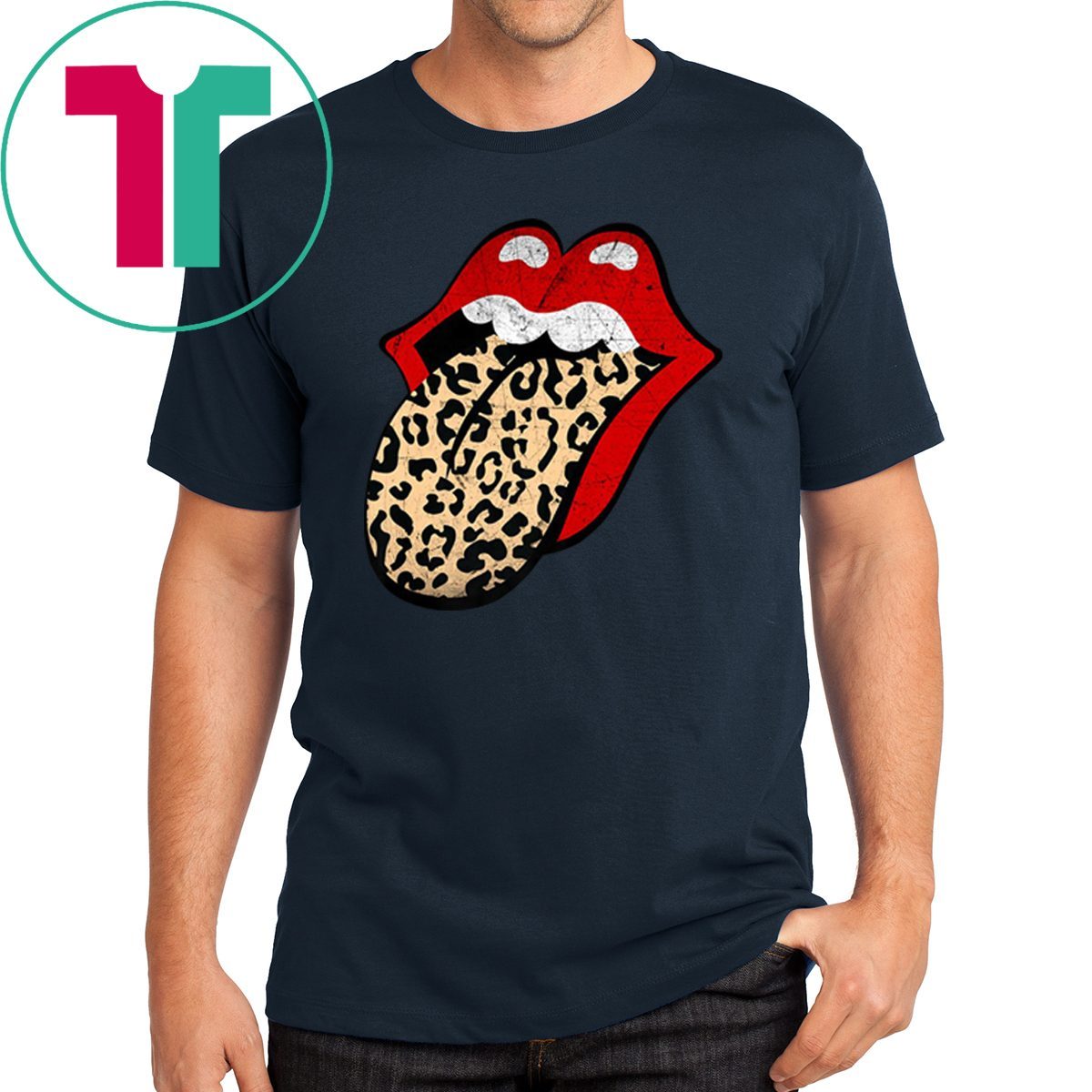 lips with leopard tongue shirt