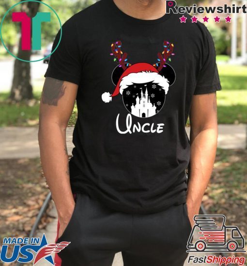 Reindeer Mickey Uncle Disney Castle Family Christmas T-Shirt