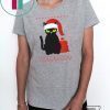 Santa Hat Xmas Cat Knitted Christmas T-Shirt