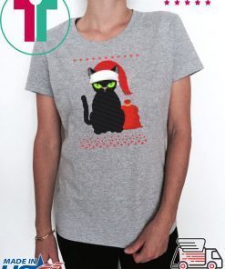 Santa Hat Xmas Cat Knitted Christmas T-Shirt