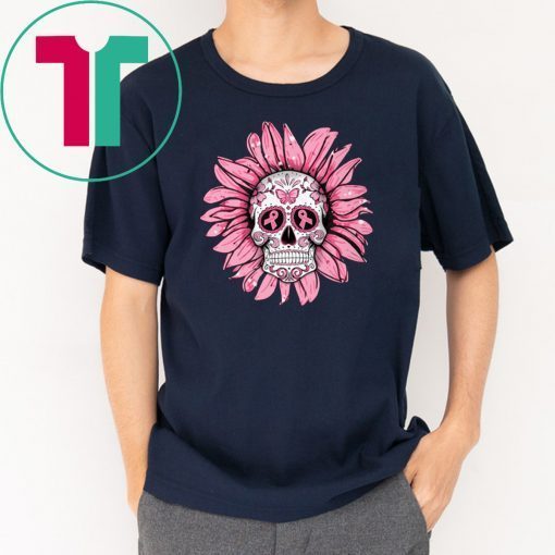 Sunflower sugar skull breast cancer awareness shirt