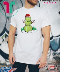 TENNIS SNOWMAN FUNNY SANTA HAT GIFT PARTY CHRISTMAS TSHIRT