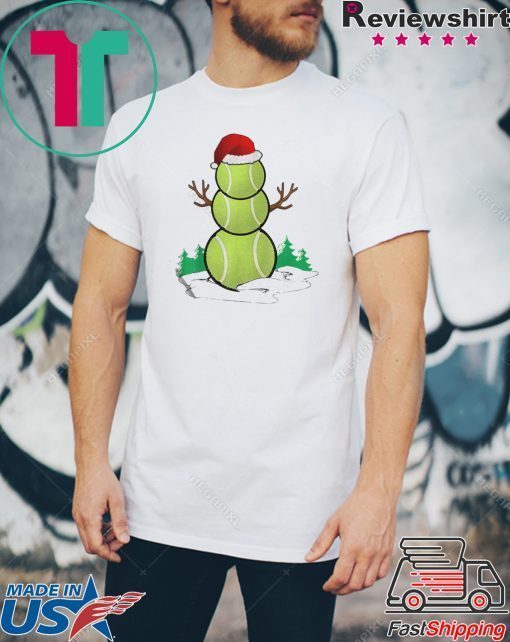 TENNIS SNOWMAN FUNNY SANTA HAT GIFT PARTY CHRISTMAS TSHIRT