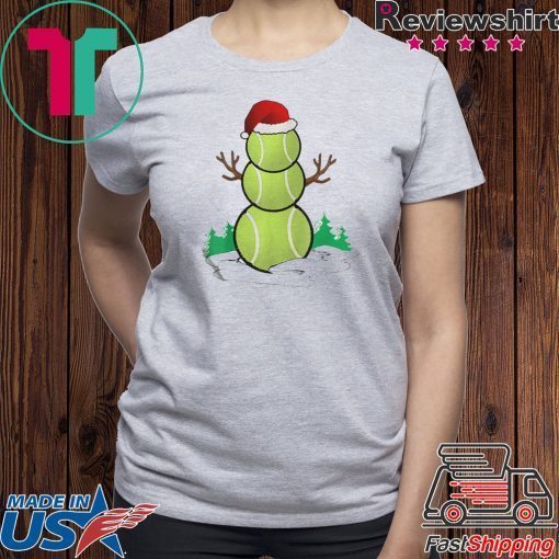 TENNIS SNOWMAN FUNNY SANTA HAT GIFT PARTY CHRISTMAS TSHIRT