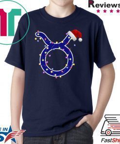 Taurus Zodiac Sign In Christmas Lights And Santa’s Hat T-Shirt