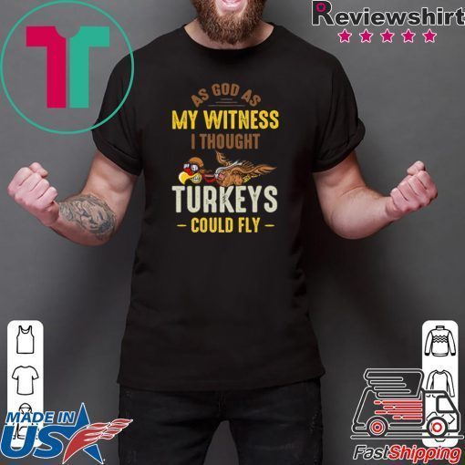 UrVog First Annual WKRP Turkey T-Shirt - Funny Turkey I Thought Turkeys Could Fly Shirt Thanksgiving Shirt