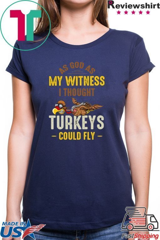 UrVog First Annual WKRP Turkey T-Shirt - Funny Turkey I Thought Turkeys Could Fly Shirt Thanksgiving Shirt