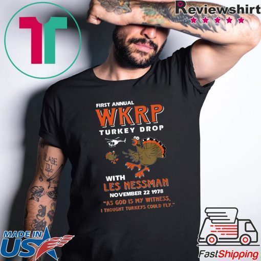 Wkrp-Turkey-Drop Funny Thanksgiving Fall Gift Men Women T-Shirt