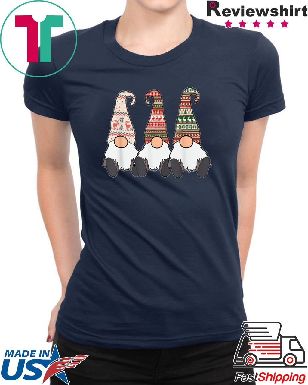 3 Nordic Gnomes Winter Christmas Swedish Tomte Cute Elves T-Shirt ...