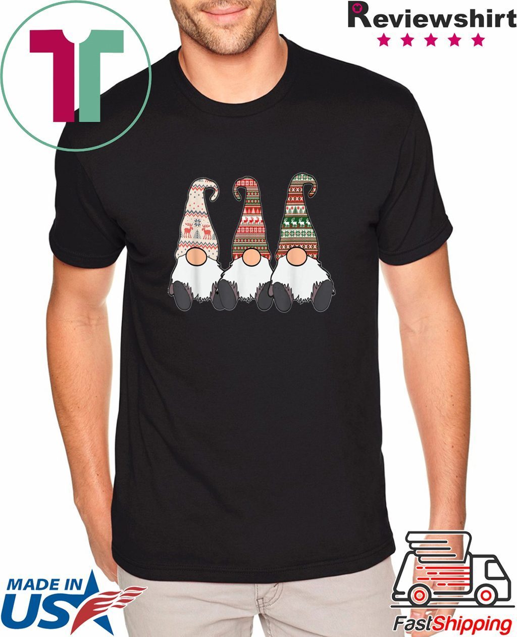 3 Nordic Gnomes Winter Christmas Swedish Tomte Cute Elves T-Shirt ...