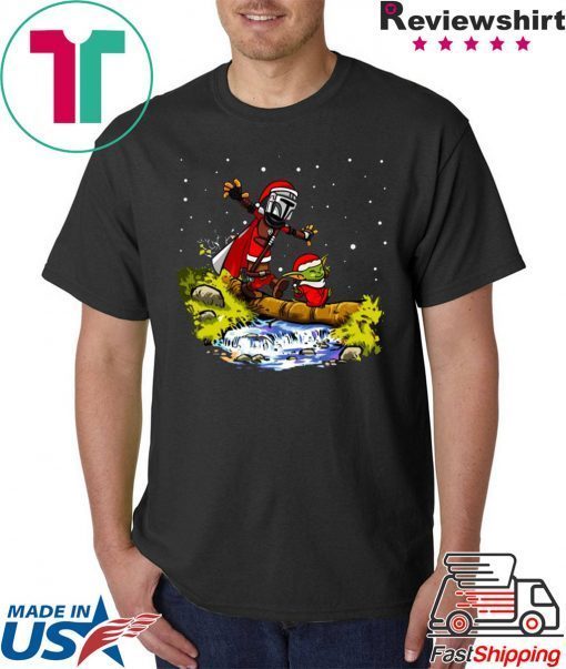 Baby Yoda Star Wars Walking Under The Snow Christmas T-Shirt