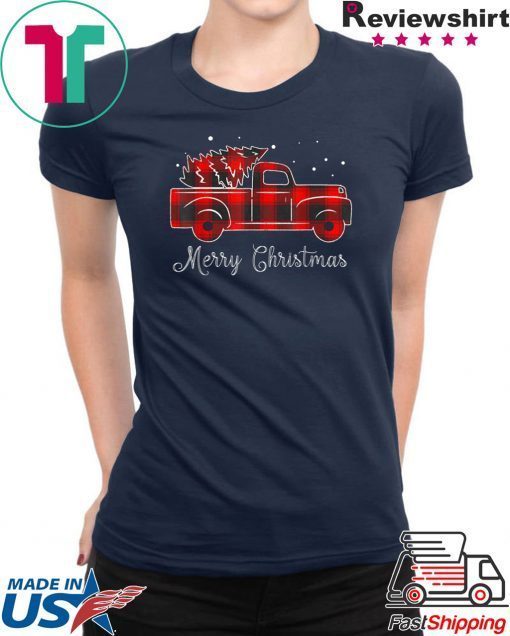 Buffalo Plaid Christmas Tree Red Truck T Shirt T-Shirt