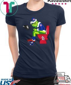 CHICAGO CUBS GRINCH SANTA SITTING ST LOUIS CARDINALS CHICAGO WHITE SOX MILWAUKEE BREWERS SHIRT