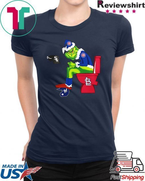 CHICAGO CUBS GRINCH SANTA SITTING ST LOUIS CARDINALS CHICAGO WHITE SOX MILWAUKEE BREWERS SHIRT