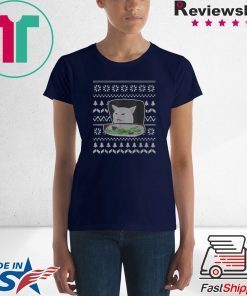 Cat Meme Woman Yelling At Table Dinner Ugly Christmas T-Shirt