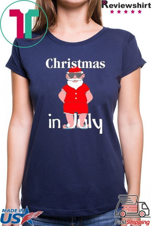 Christmas In July Funny Summer Santa Holiday shirt