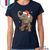 Elephant santa hat wrapped in christmas lights shirt