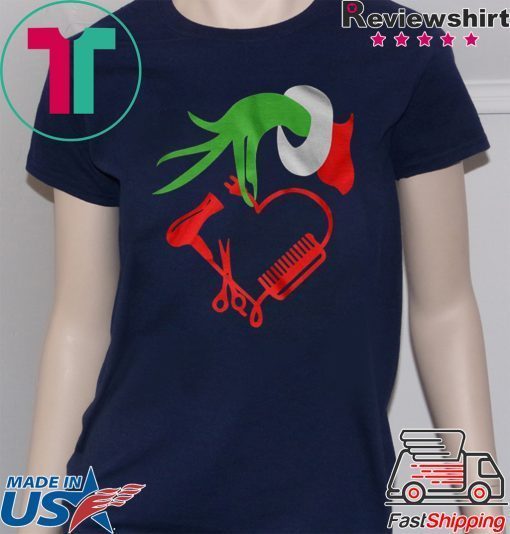 Grinch Hand Holding A Barber Items Christmas Style Shirt