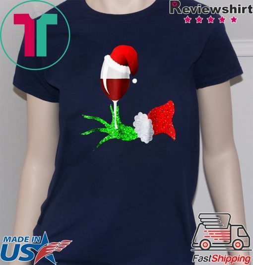 Grinch hand holding a glass of wine shirt Christmas shirt