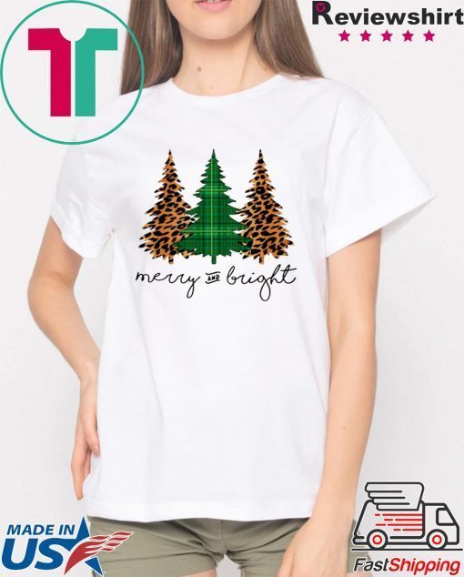 Leopard Plaid Christmas Trees Tee Shirt