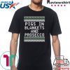 Pigs in blankets and Prosecco Christmas T-shirt