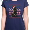 Santa Black Cat Christmas Light Ugly shirt
