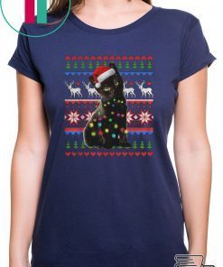 Santa Black Cat Christmas Light Ugly shirt