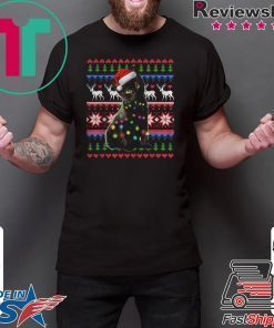 Santa Black Cat Christmas Light Ugly shirt