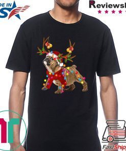 Santa bulldog gorgeous reindeer christmas lights shirt