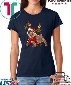 Santa bulldog gorgeous reindeer christmas lights shirt