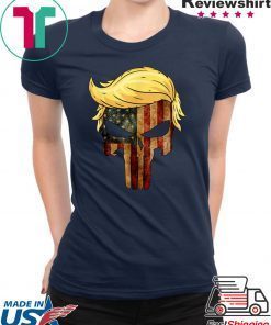 Skull with iconic trump hair president flag america shirt