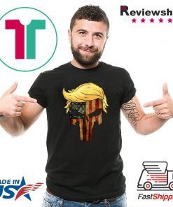 Skull with iconic trump hair president flag america shirt