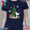 Snoopy and Woodstock around the Christmas tree shirt