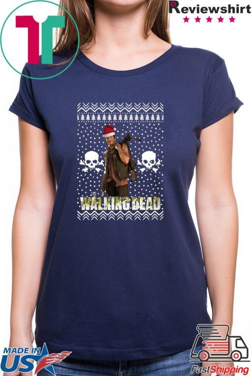 The Walking Dead Daryl Dixon Santa Hat Ugly Christmas Shirt