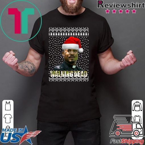 The Walking Dead Father Gabriel Stokes Santa Hat Christmas Shirt