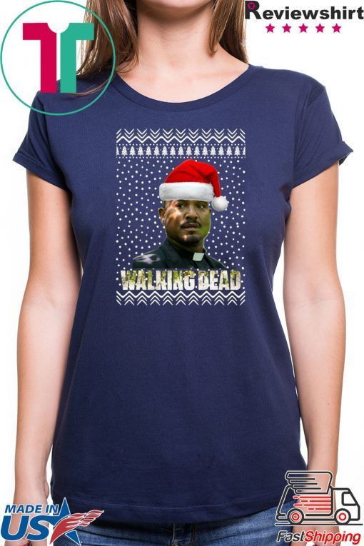 The Walking Dead Father Gabriel Stokes Santa Hat Christmas Shirt