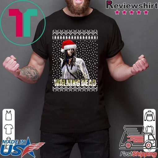 The Walking Dead Michonne Santa Hat Christmas Shirt