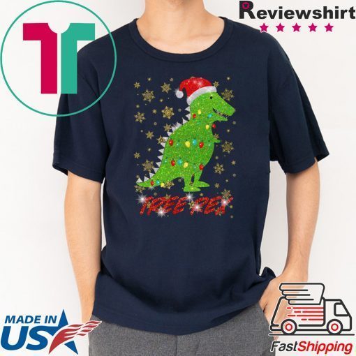 Tree Rex Sparkling Light Santa Hat Christmas T-Shirts