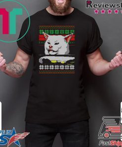 Woman yelling at a cat ugly christmas T-Shirt