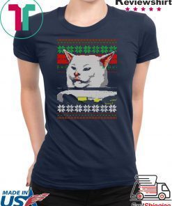 Woman yelling at a cat ugly christmas T-Shirt