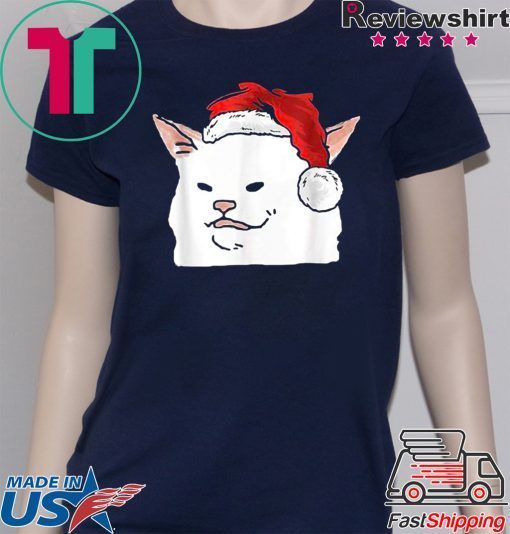 Women Yelling At Confused Cat At Dinner Table Meme Santa Hat T-Shirt