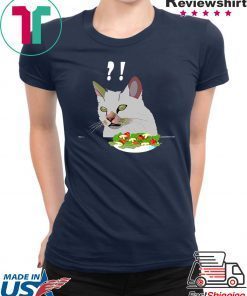 Yelling At Confused Cat At Dinner Table meme T-Shirt