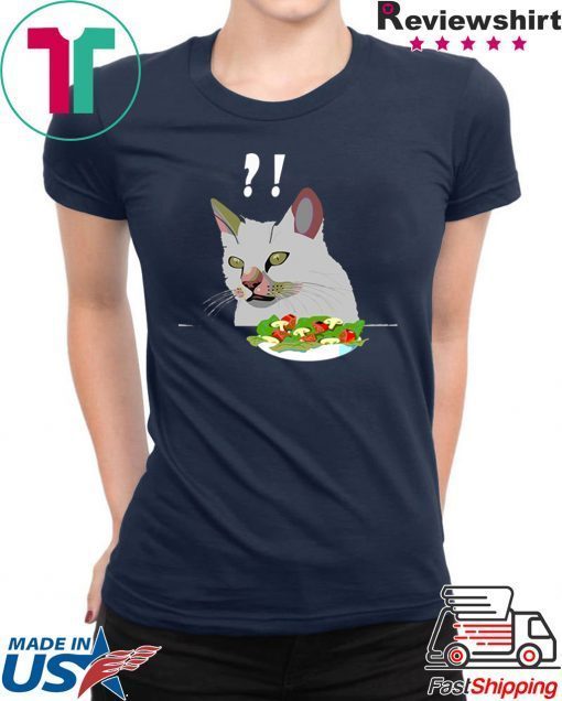 Yelling At Confused Cat At Dinner Table meme T-Shirt