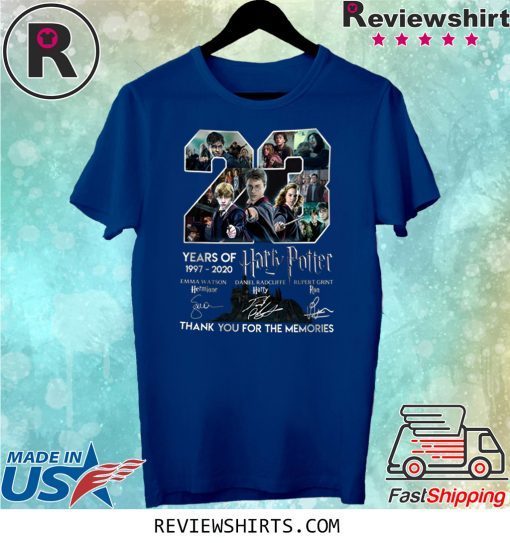 Harry Potter 23 Years Of 1997-2020 Emma Watson Daniel Radcliffe Ruper Grint Thank You For The Memories T-Shirt