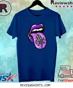 Mardi Gras Flag Celebration Lips Fleur De Lis Tee Shirt